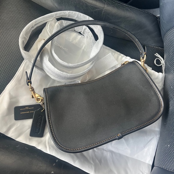 TWO Coach Swinger Bags Designer Crossbody (black and chalk) ** newly cleaned - Picture 12 of 13